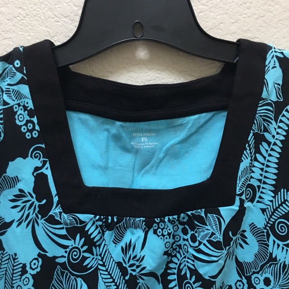 Croft&Barrow Petite Small Blue/Black Stretch Top - Picture 3 of 5